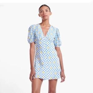 Staud Blue Gingham Daisy Milla Mini Dress Sz.8 NWT